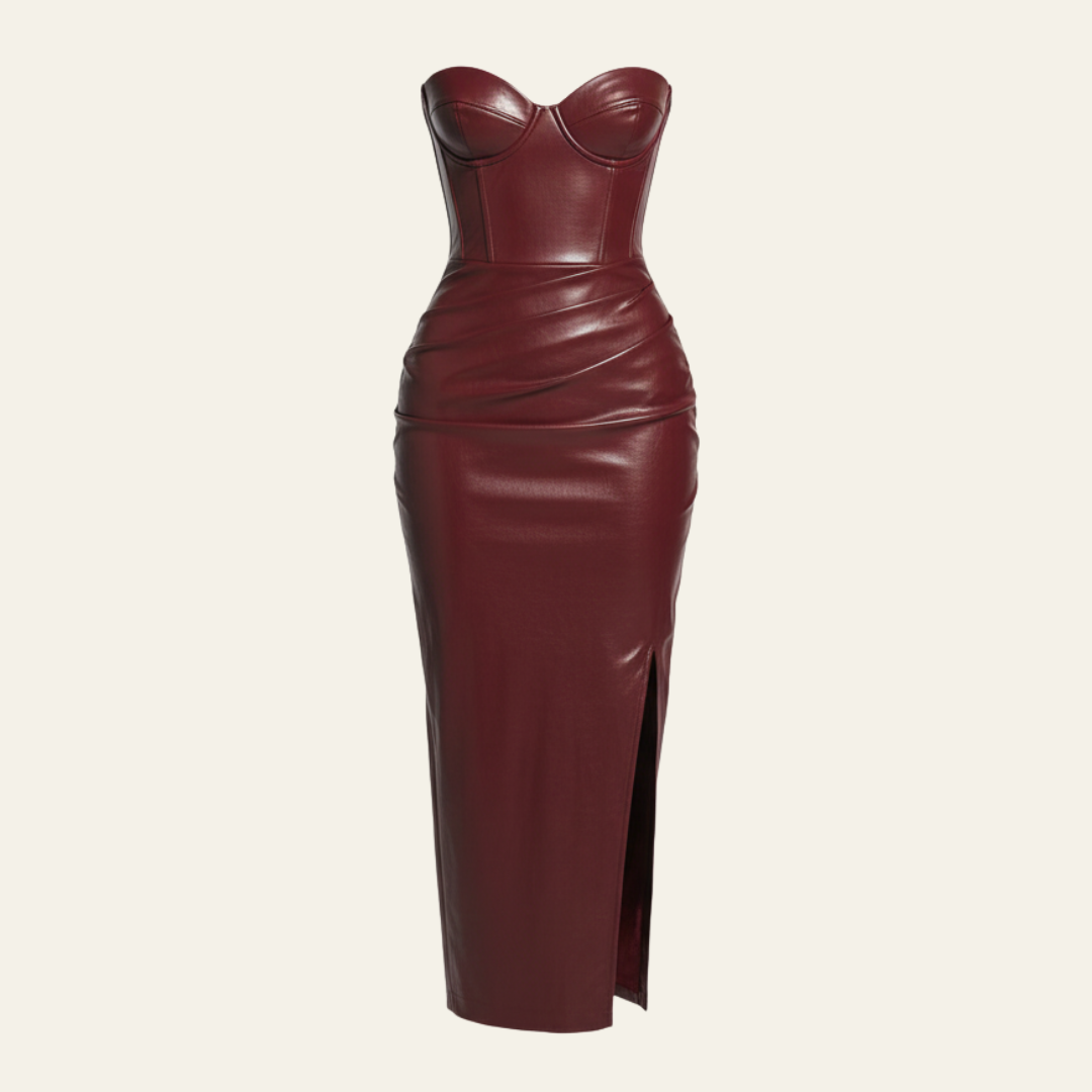 The Verona Faux Leather Corset Dress