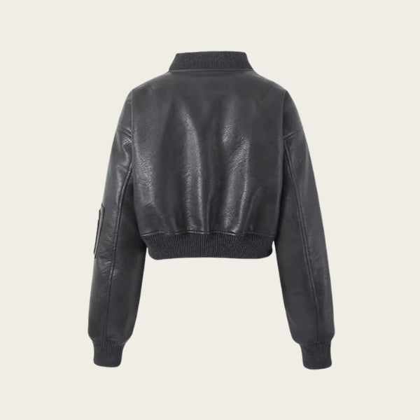 The Vienna Cropped Leather Bomber