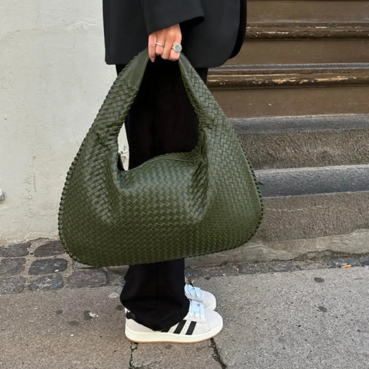 The Bordeaux Woven Leather Hobo Bag
