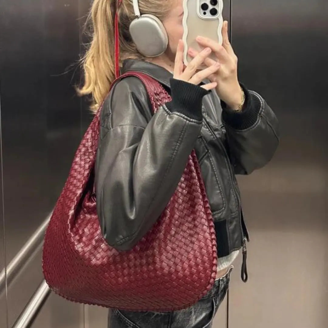 The Bordeaux Woven Leather Hobo Bag