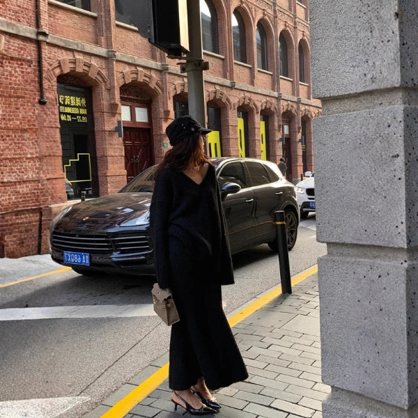The Bordeaux Knit Skirt Set