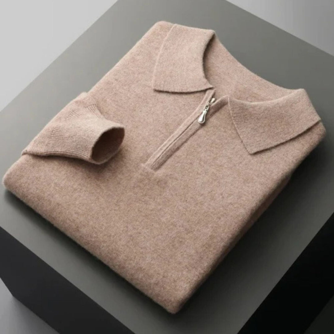 The Vienna Merino Wool Quarter Zip Polo