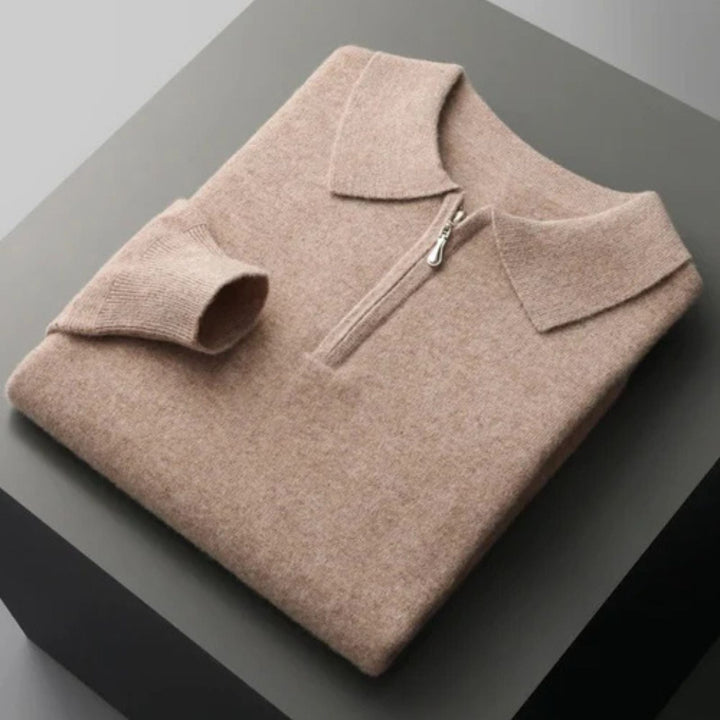 The Vienna Merino Wool Quarter Zip Polo