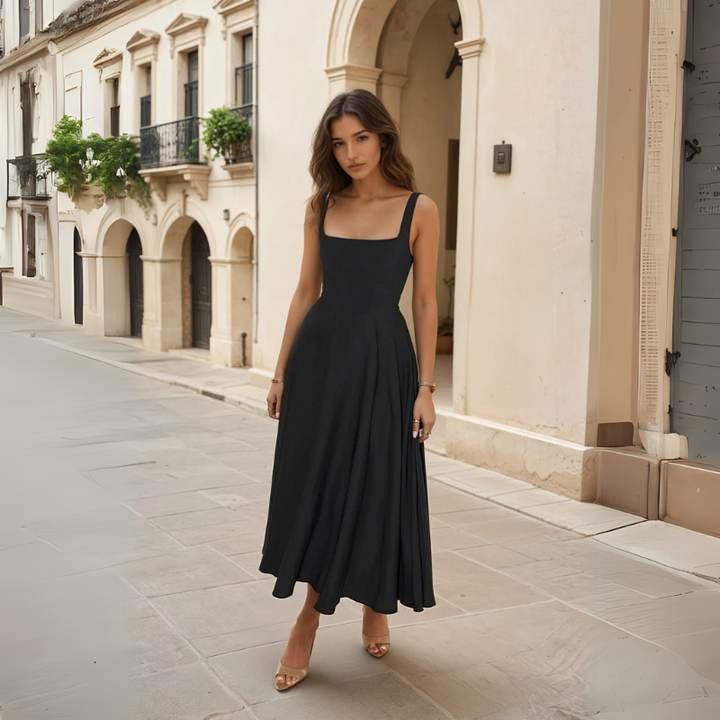 The Valencia Square-Neck Midi Dress