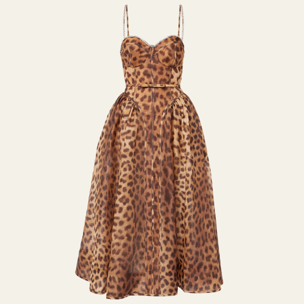 The Portofino Leopard Corset Midi Dress