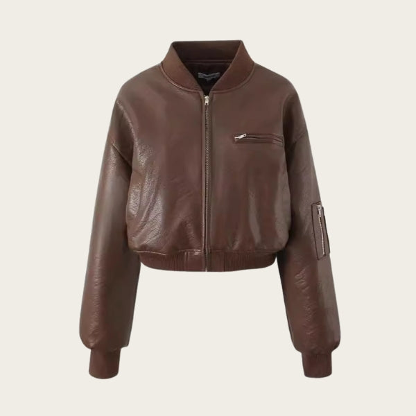 The Vienna Cropped Leather Bomber