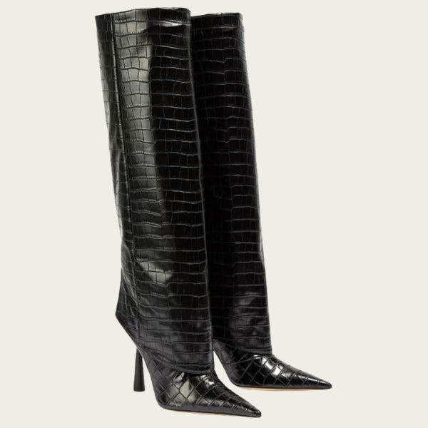 The Verona Croc Embossed Stiletto Boot