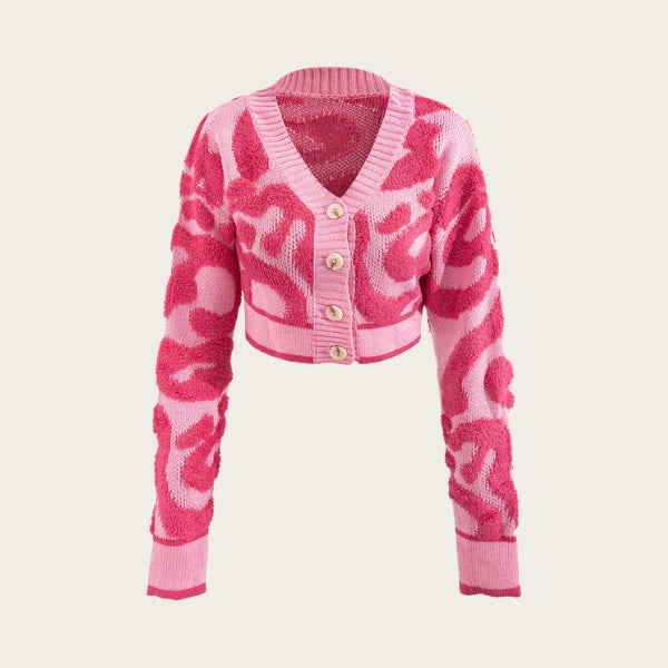 The Kyoto Textured Pink Knit Cardigan