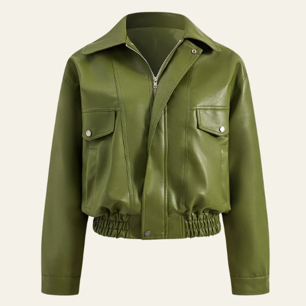 The Verona Olive Leather Bomber