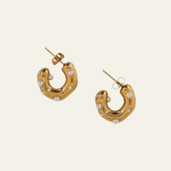 The Portofino Pearl Gold Hoop Earring