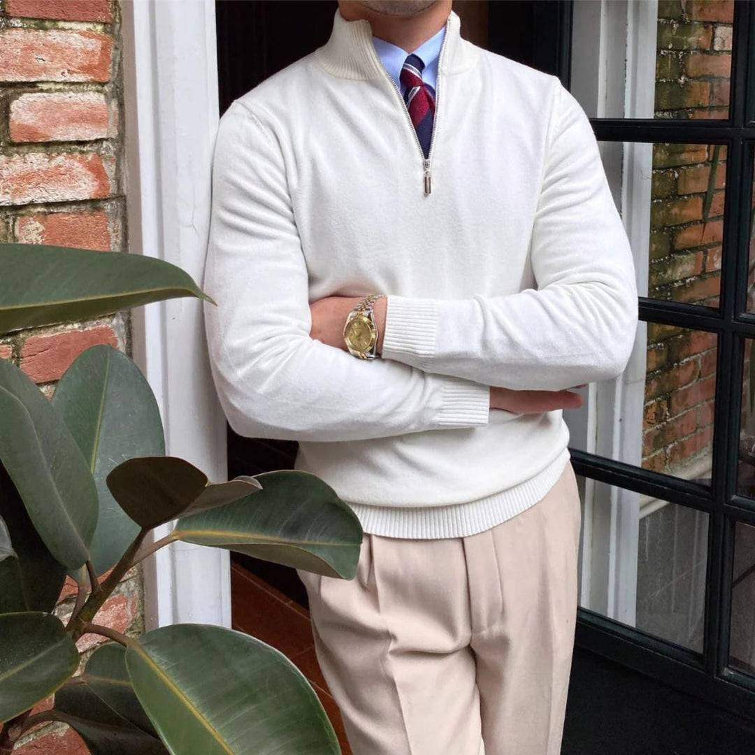 The Cortina Stand Collar Quarter Zip Sweater