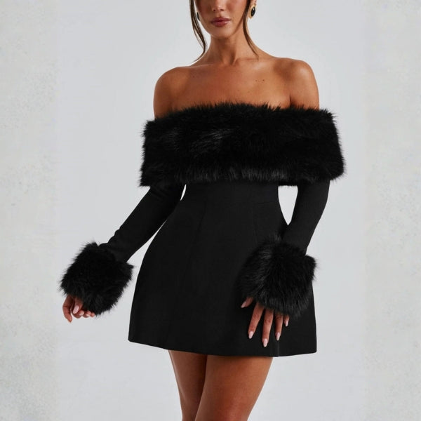 The Valentina Faux Fur Mini Dress