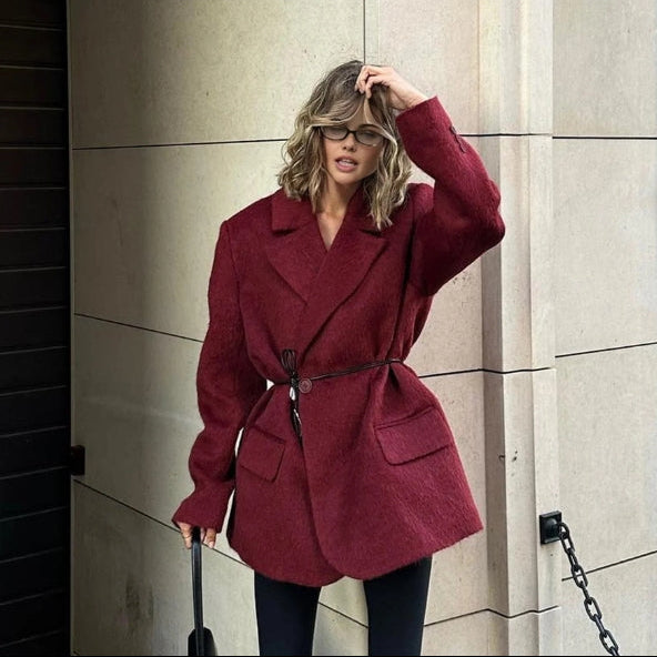 The Bordeaux Wool Belted Coat