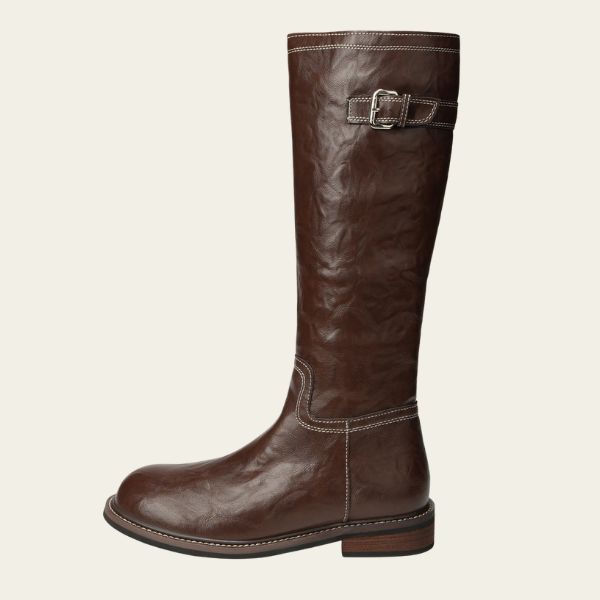 The Oslo Washed Leather Knight Boot