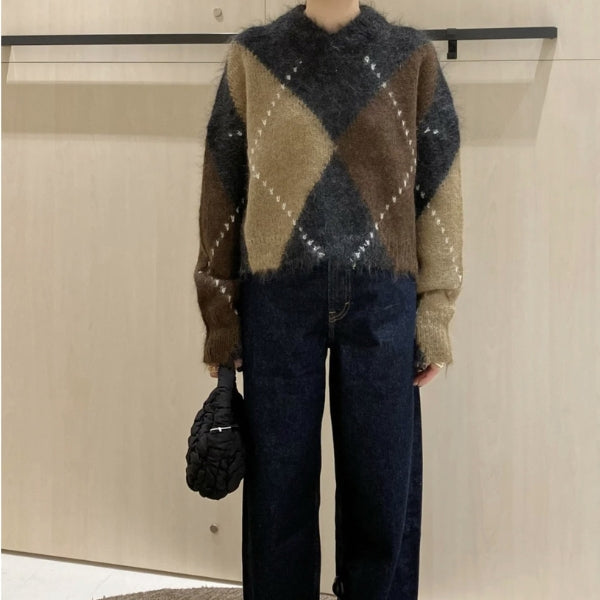 The Aspen Argyle Wool Sweater