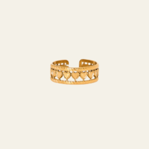 The Verona Gold Heart Band Ring