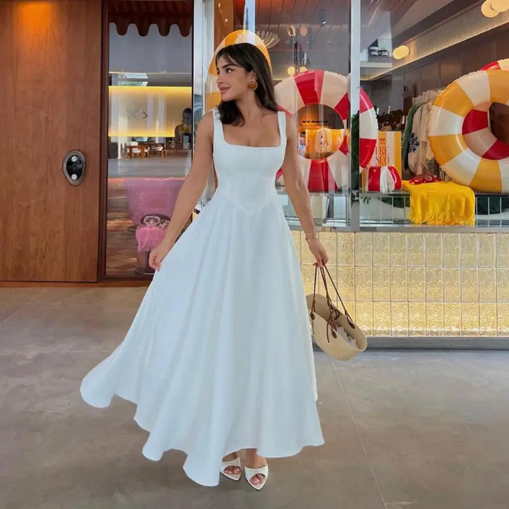 The Valencia Square-Neck Midi Dress
