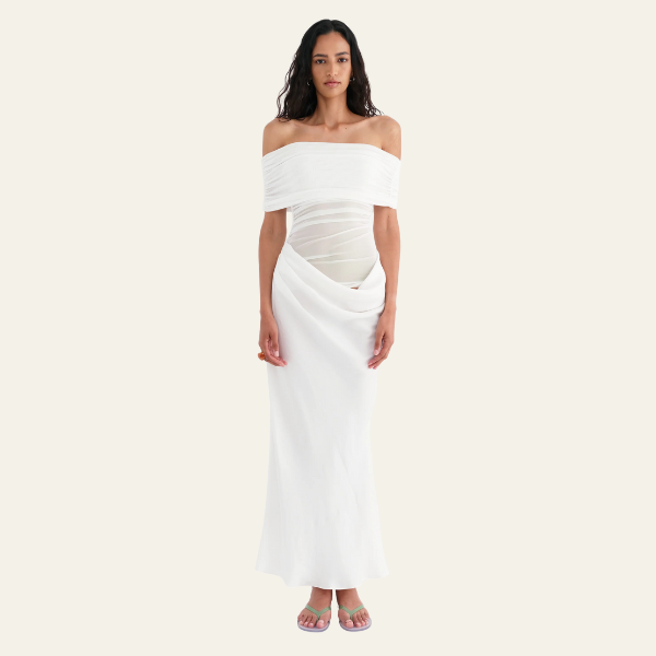 The Capri Draped Evening Maxi Dress