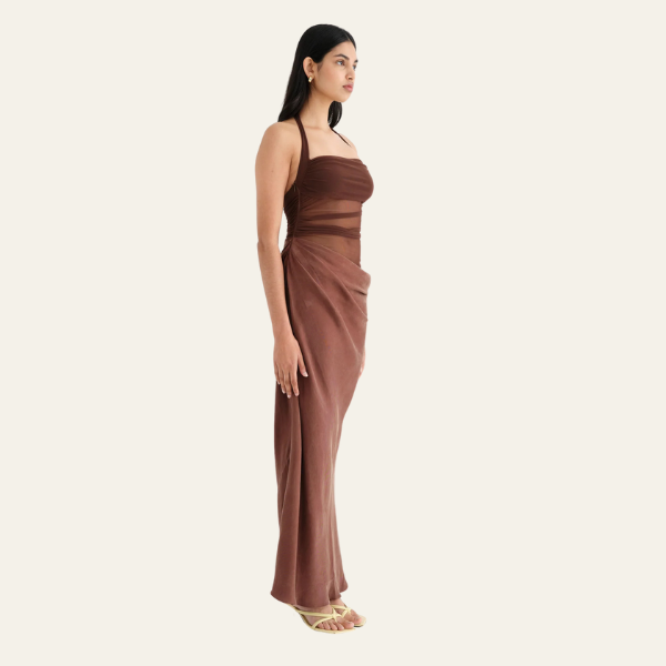 The Lisbon Draped Evening Maxi Dress