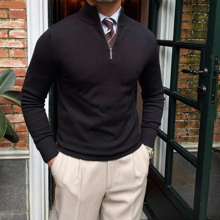 The Cortina Stand Collar Quarter Zip Sweater