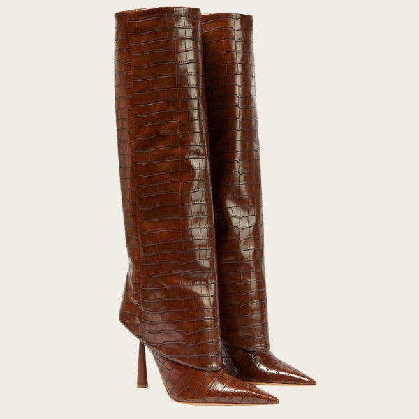 The Verona Croc Embossed Stiletto Boot