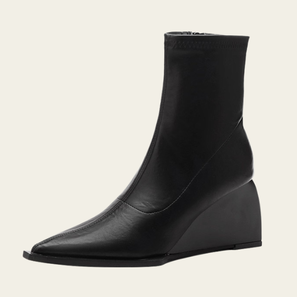 The Lyon Leather Wedge Boot