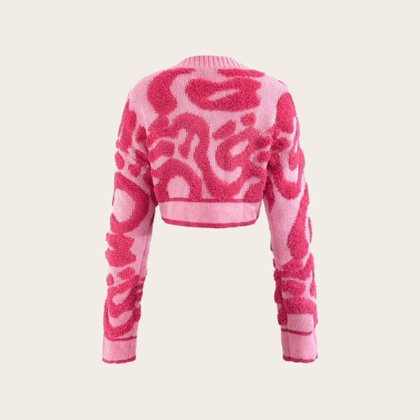 The Kyoto Textured Pink Knit Cardigan