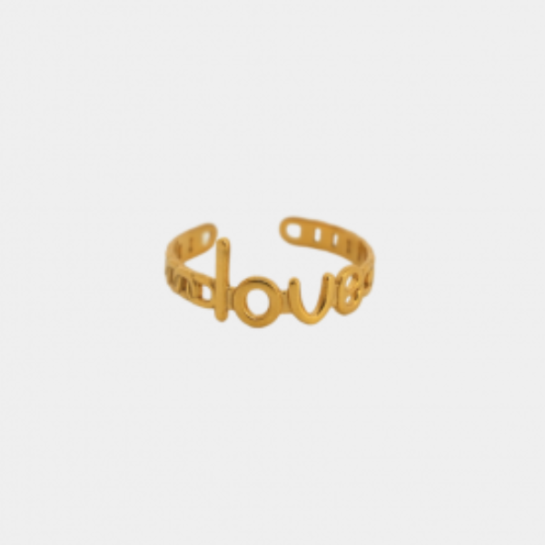The Paris Love Script Gold Ring