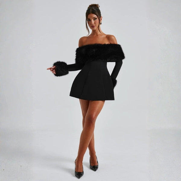 The Valentina Faux Fur Mini Dress