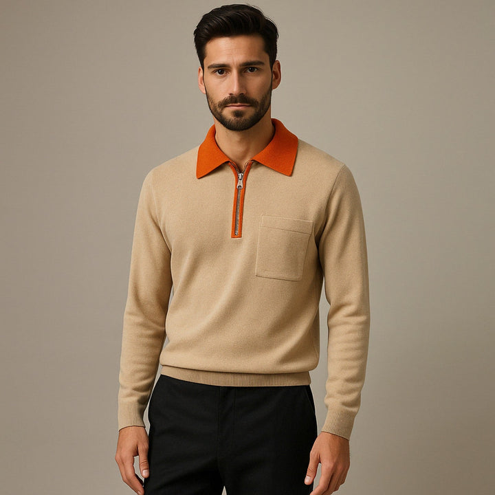 The Grenoble Cashmere Quarter Zip Sweater