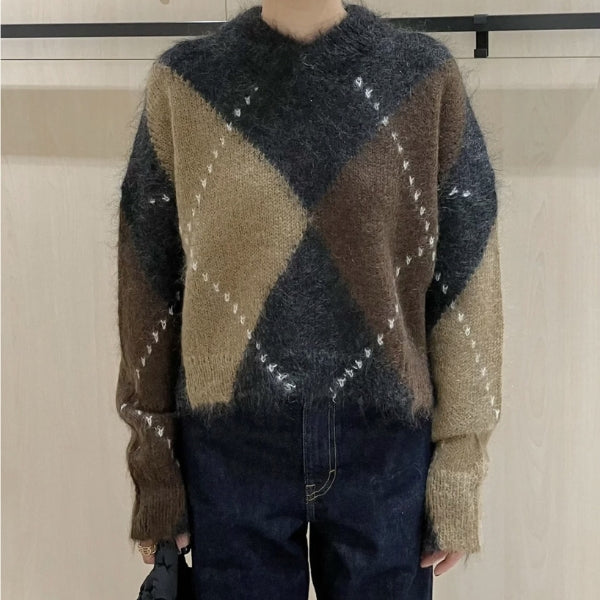 The Aspen Argyle Wool Sweater