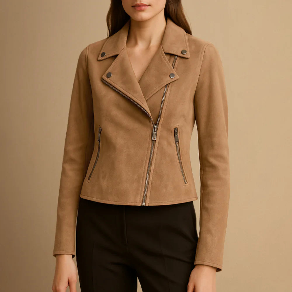 The Florence Suede Biker Jacket