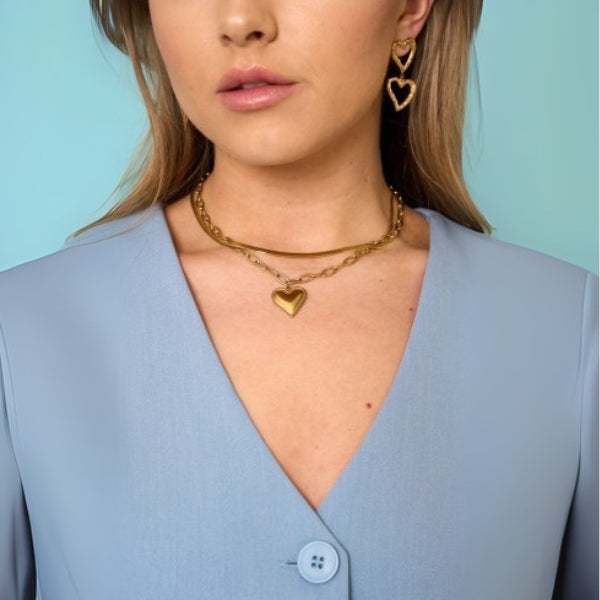 The Milan Heart Charm Gold Necklace