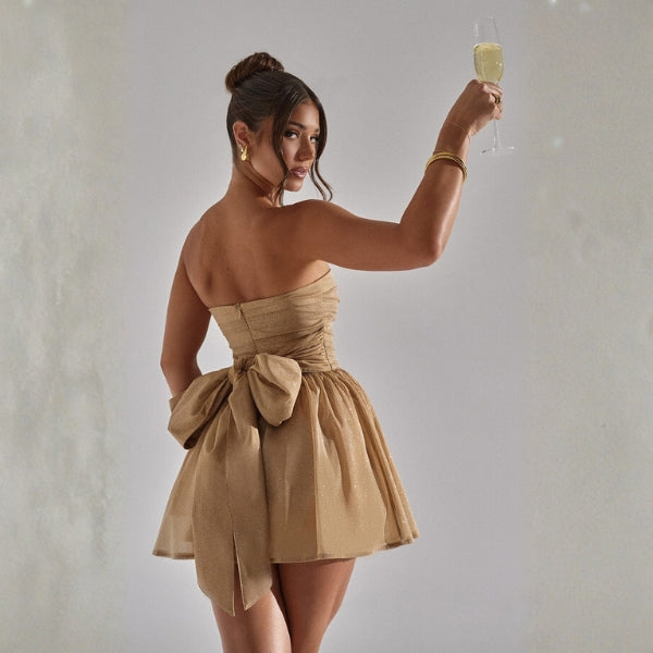 The Amalfi Sparkle Bow Mini Dress