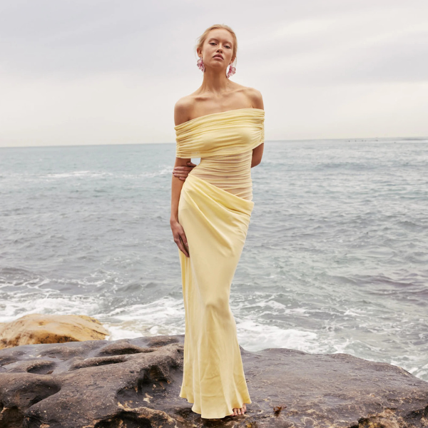 The Capri Draped Evening Maxi Dress