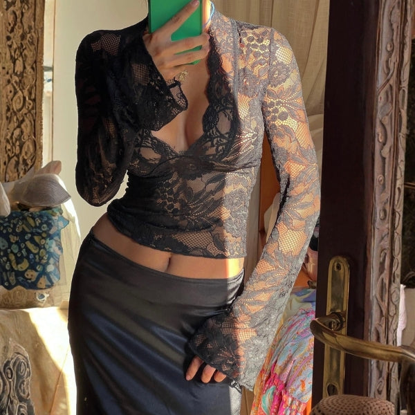 The Santorini Lace Sheer Top