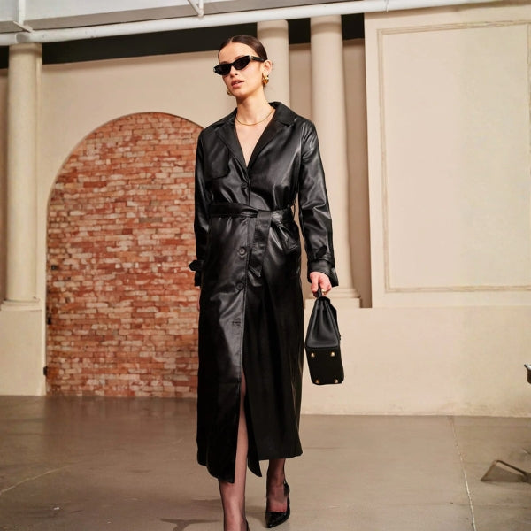 The Vienna Faux Leather Trench Coat
