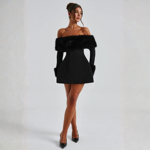 The Valentina Faux Fur Mini Dress