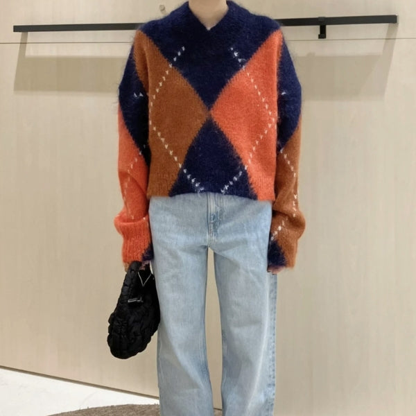 The Aspen Argyle Wool Sweater