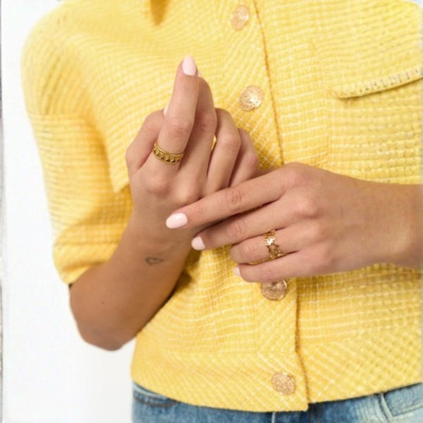 The Verona Gold Heart Band Ring