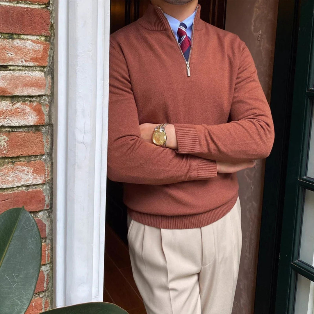 The Cortina Stand Collar Quarter Zip Sweater