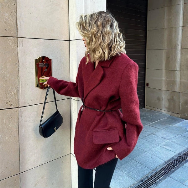 The Bordeaux Wool Belted Coat
