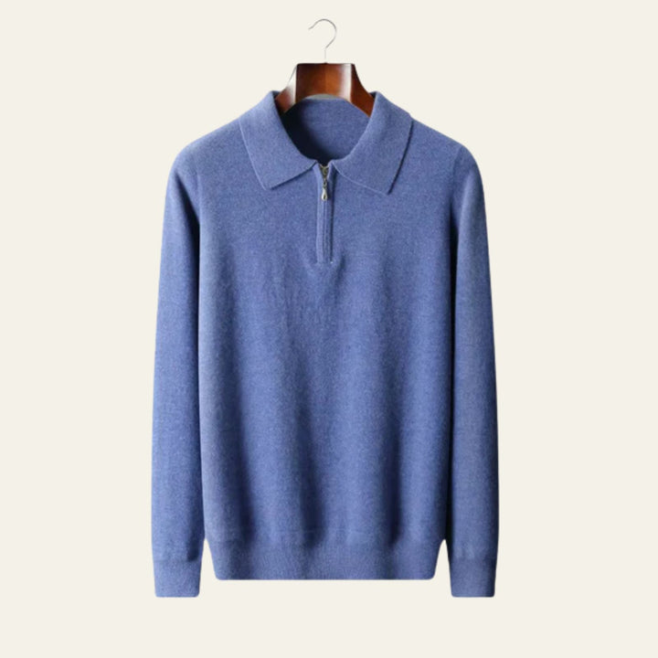 The Vienna Merino Wool Quarter Zip Polo
