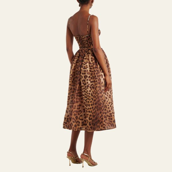 The Portofino Leopard Corset Midi Dress