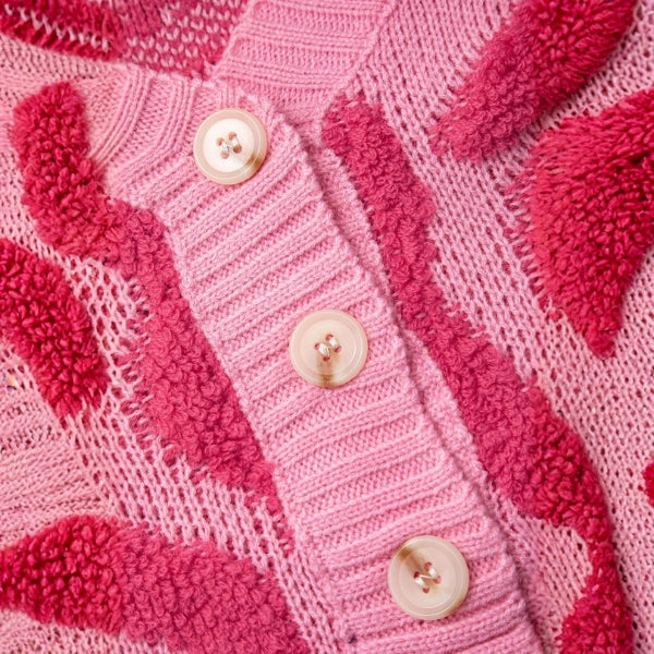 The Kyoto Textured Pink Knit Cardigan