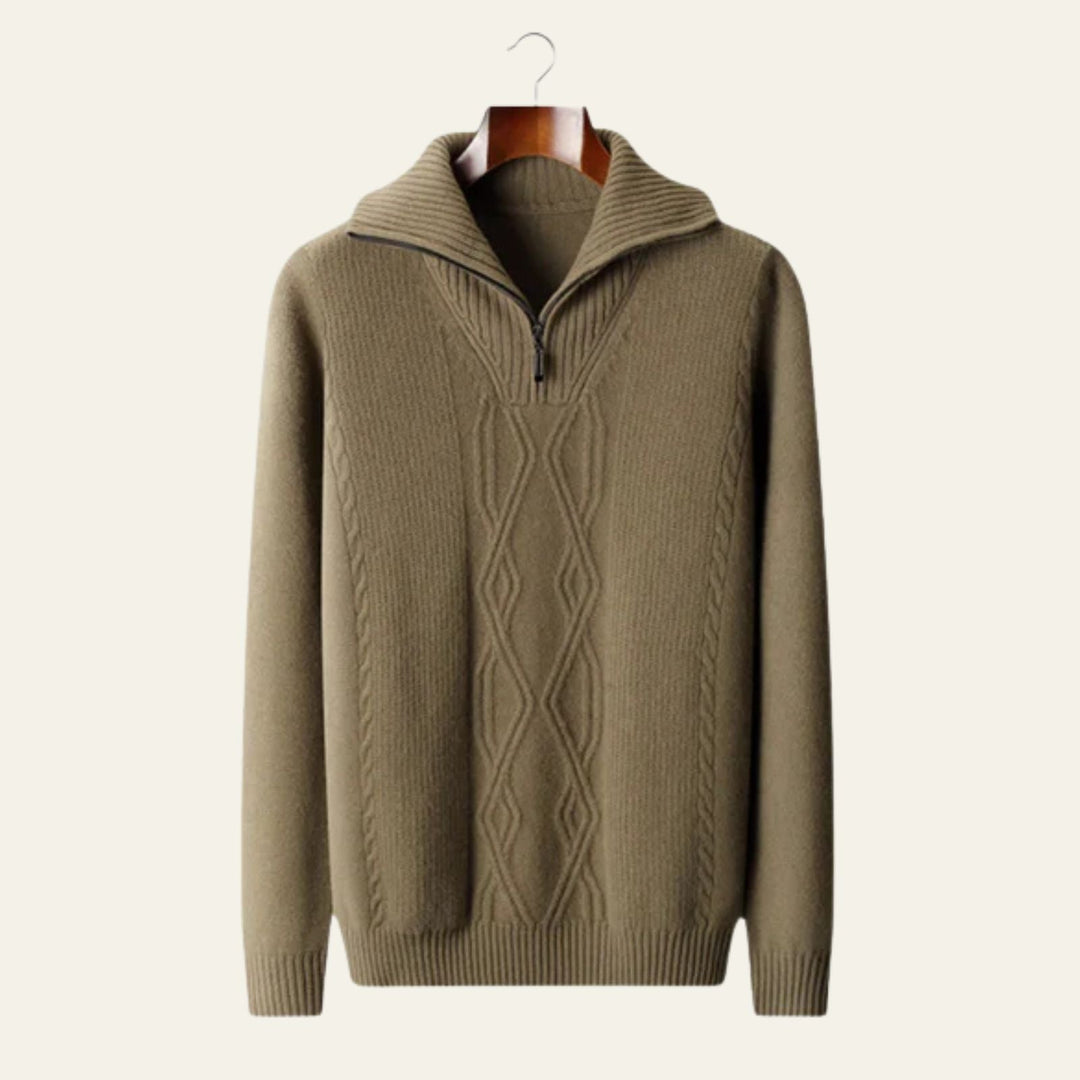 The Cortina Merino Wool Quarter Zip Sweater
