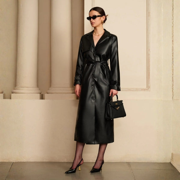 The Vienna Faux Leather Trench Coat