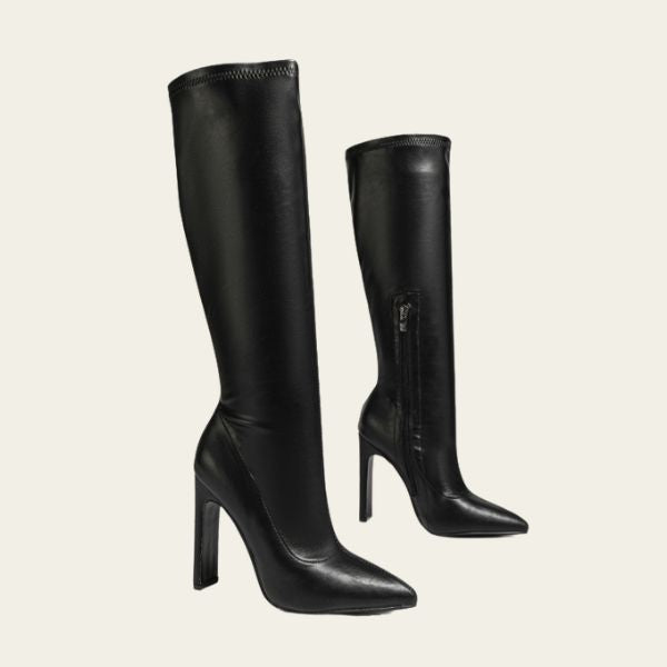 The Celeste Leather High Heel Boot