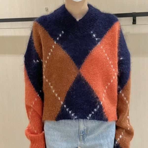 The Aspen Argyle Wool Sweater