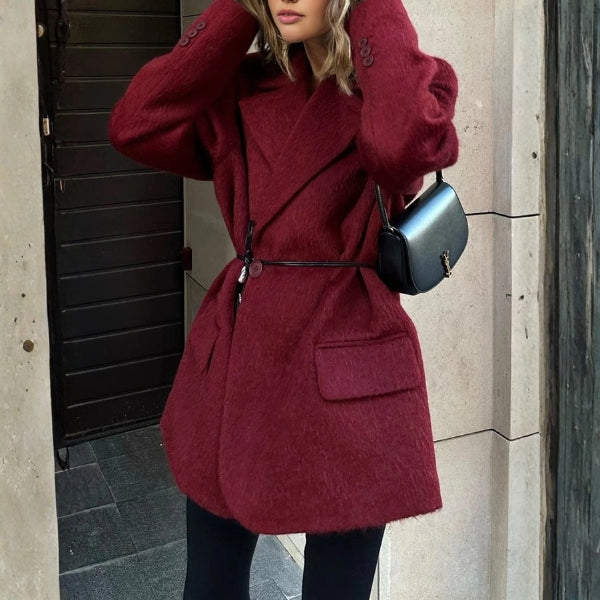The Bordeaux Wool Belted Coat